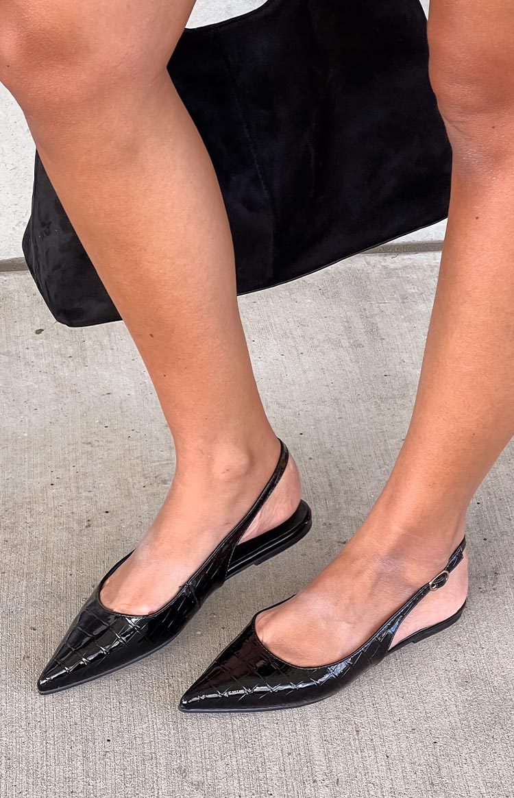 Billini Henna Black Patent Croc Mule Image