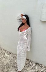 Drea White Backless Knit Maxi Dress Image