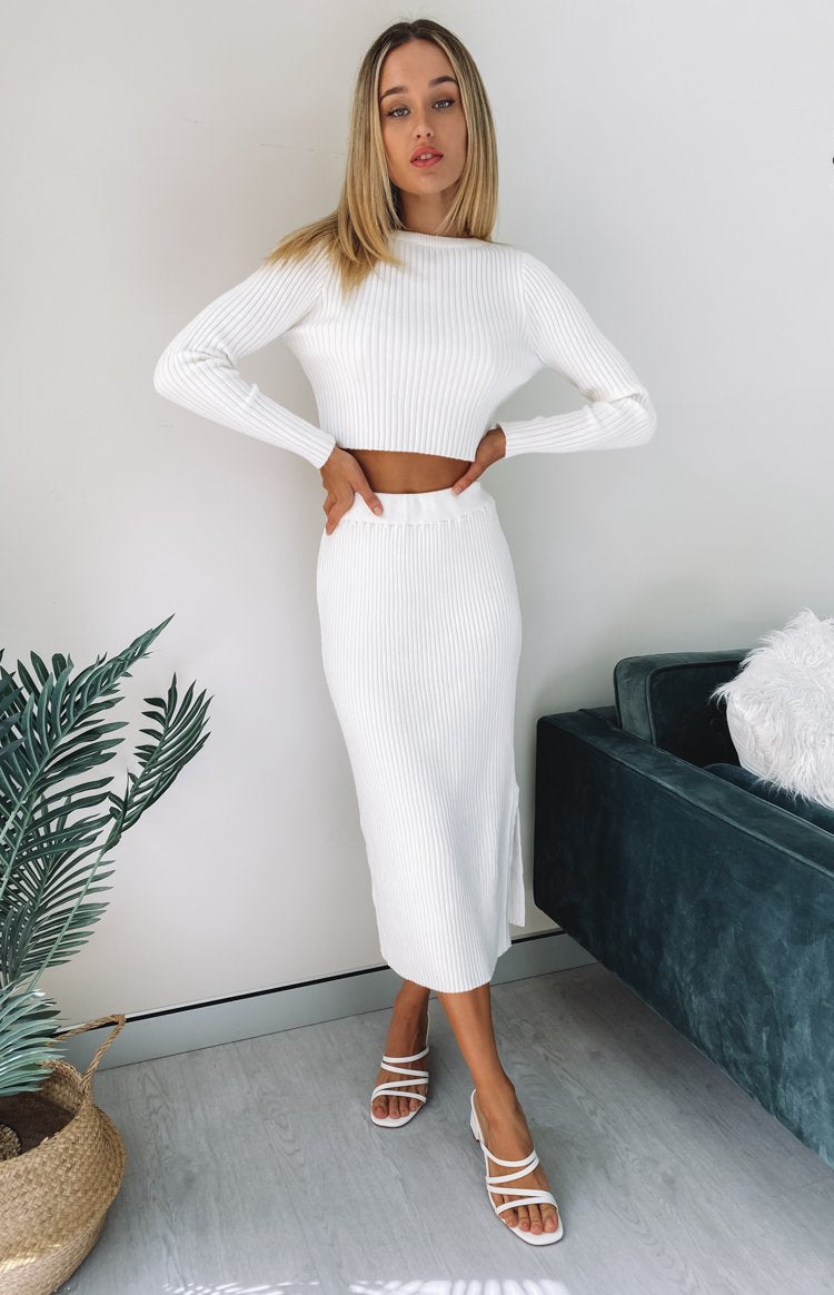 Blitz Long Sleeve Ribbed Top White Image