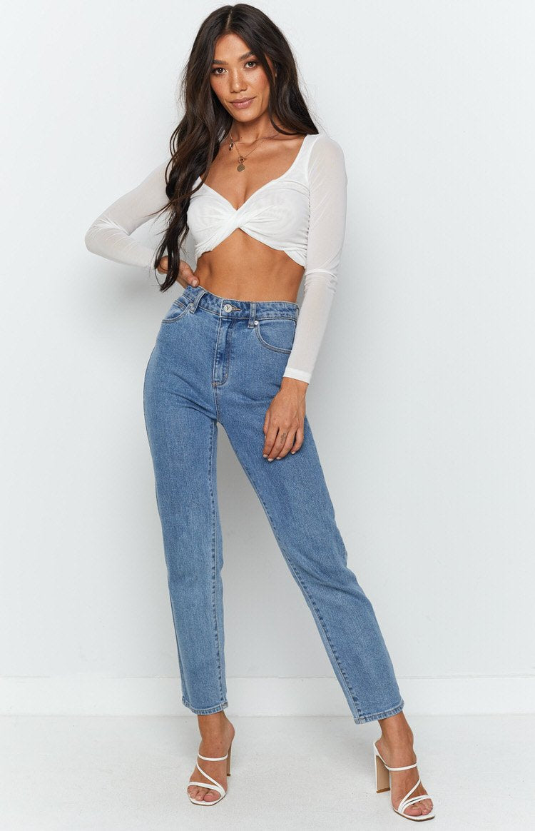 Calabria Long Sleeve Crop White Image
