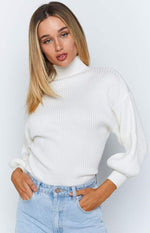 Devoted Butterfly Sleeve Jumper White Image