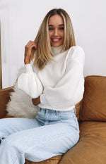 Devoted Butterfly Sleeve Jumper White Image