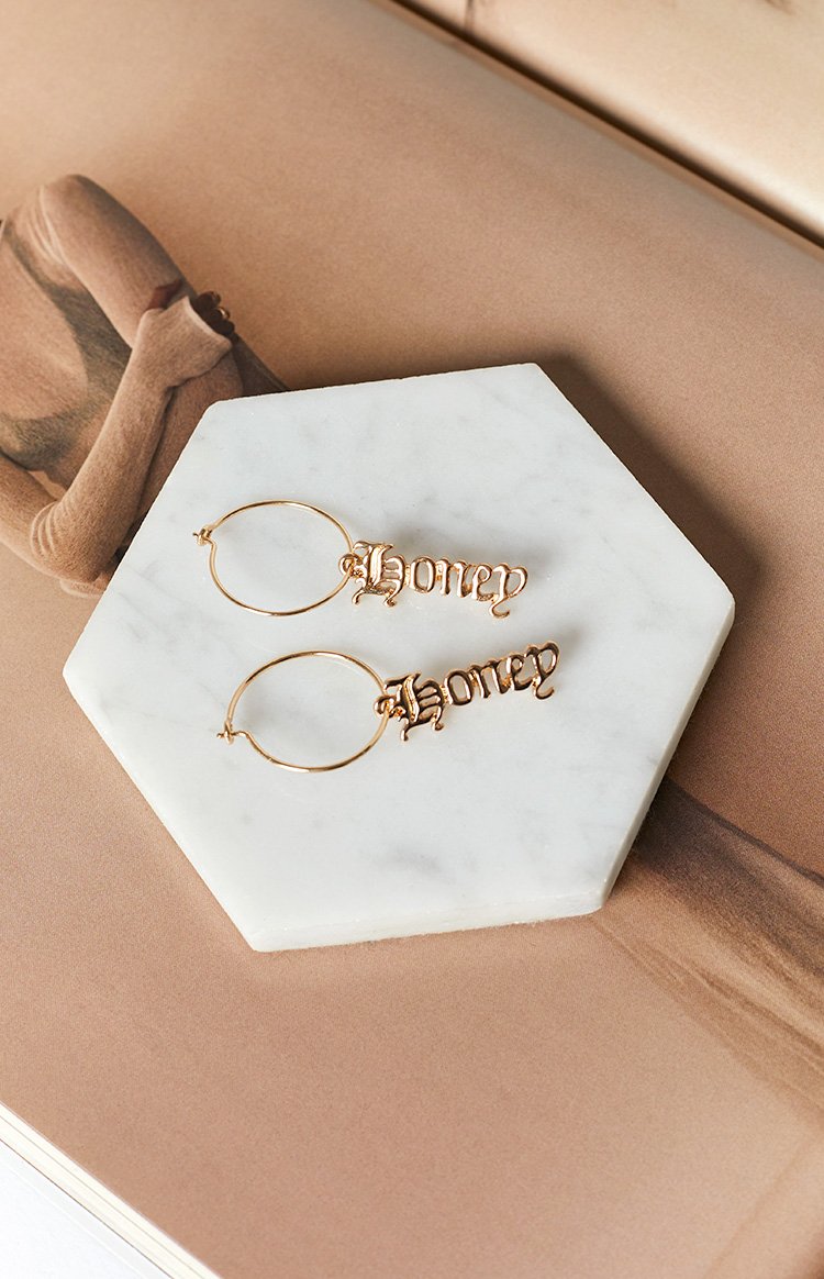 Eclat Beachwood Honey Hoop Earrings Gold Image