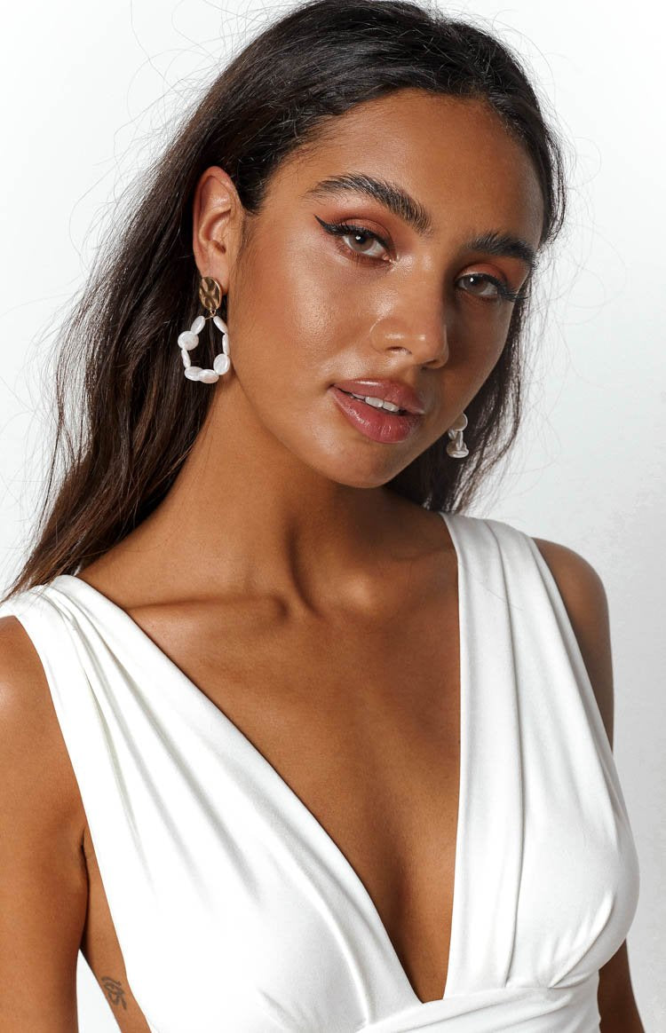 Eclat Elke Pearl Hoop Earrings Gold Image