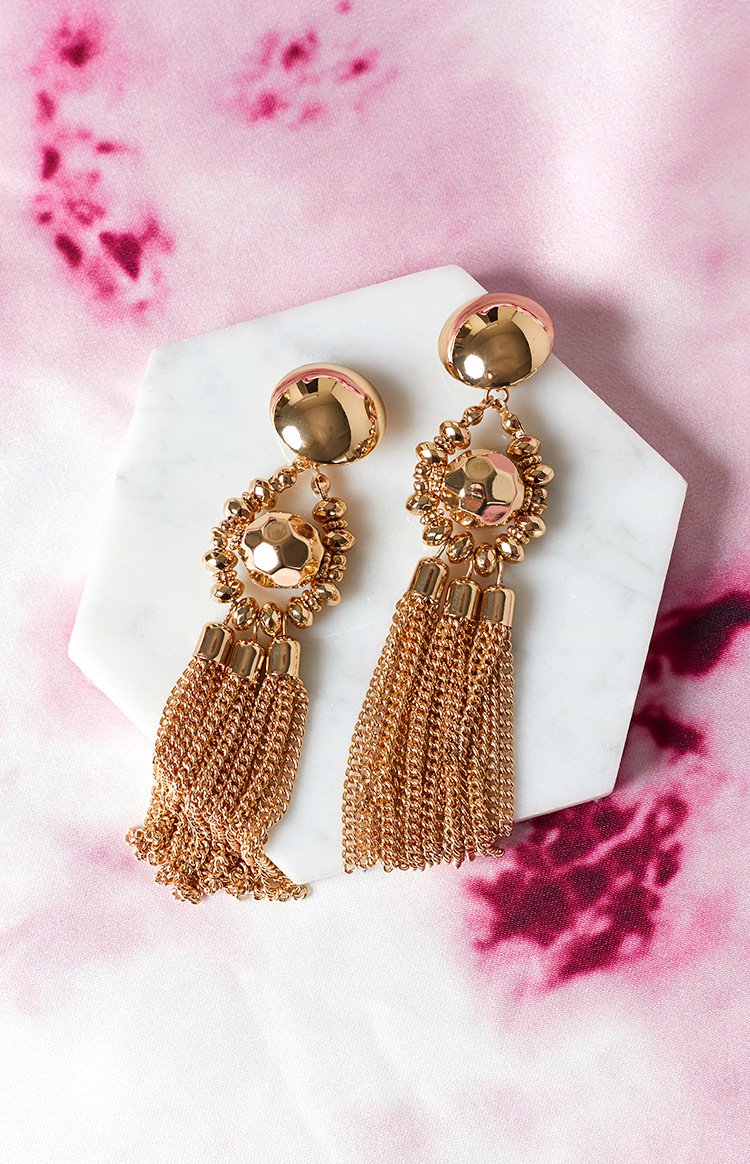 Eclat Empress Party Tassel Earrings Gold Image