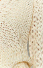 Varsity V Neck Jumper Beige Image