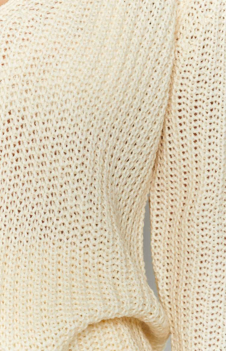 Varsity V Neck Jumper Beige Image