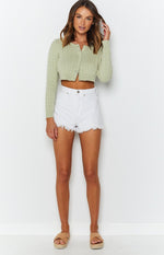 Hywel Button Down Cable Knit Cardi Sage Image