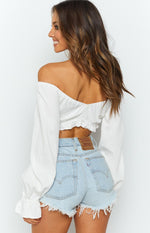 Mariella Long Sleeve Crop Top White Image