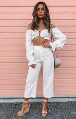 Mariella Long Sleeve Crop Top White Image