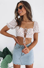 Skipping Stones Bustier Crop Top White Rose Image