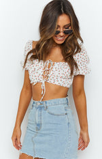 Skipping Stones Bustier Crop Top White Rose Image