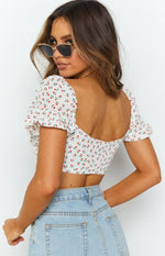 Skipping Stones Bustier Crop Top White Rose Image