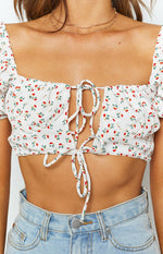 Skipping Stones Bustier Crop Top White Rose Image