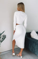 Solara Ribbed Midi Skirt White Image