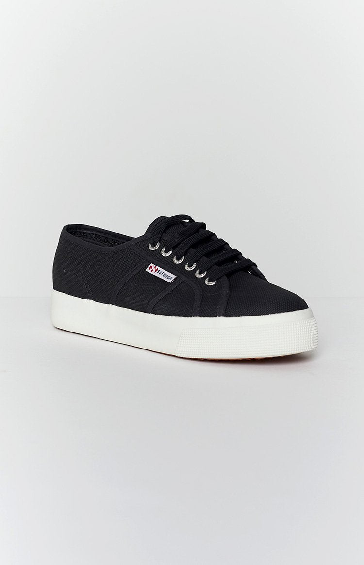 Superga 2730 COTU Canvas Sneaker Black and White Image