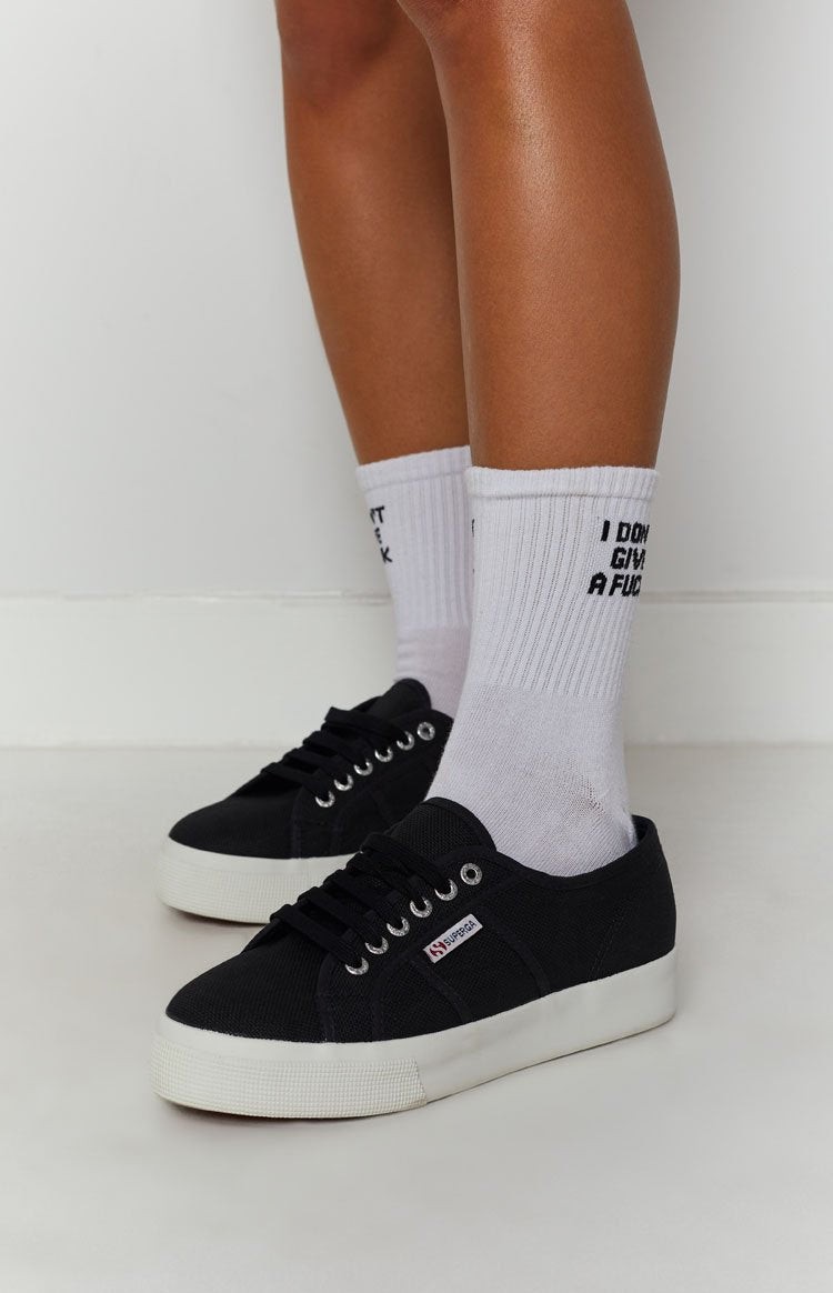 Superga 2730 COTU Canvas Sneaker Black and White Image