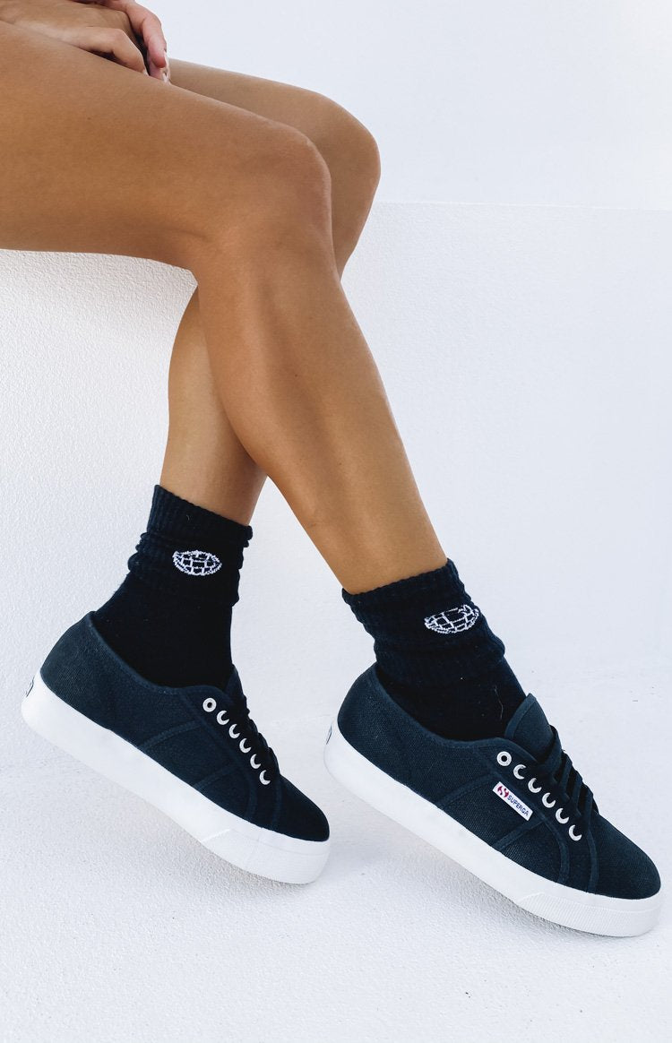 Superga 2730 COTU Canvas Sneaker Black and White Image