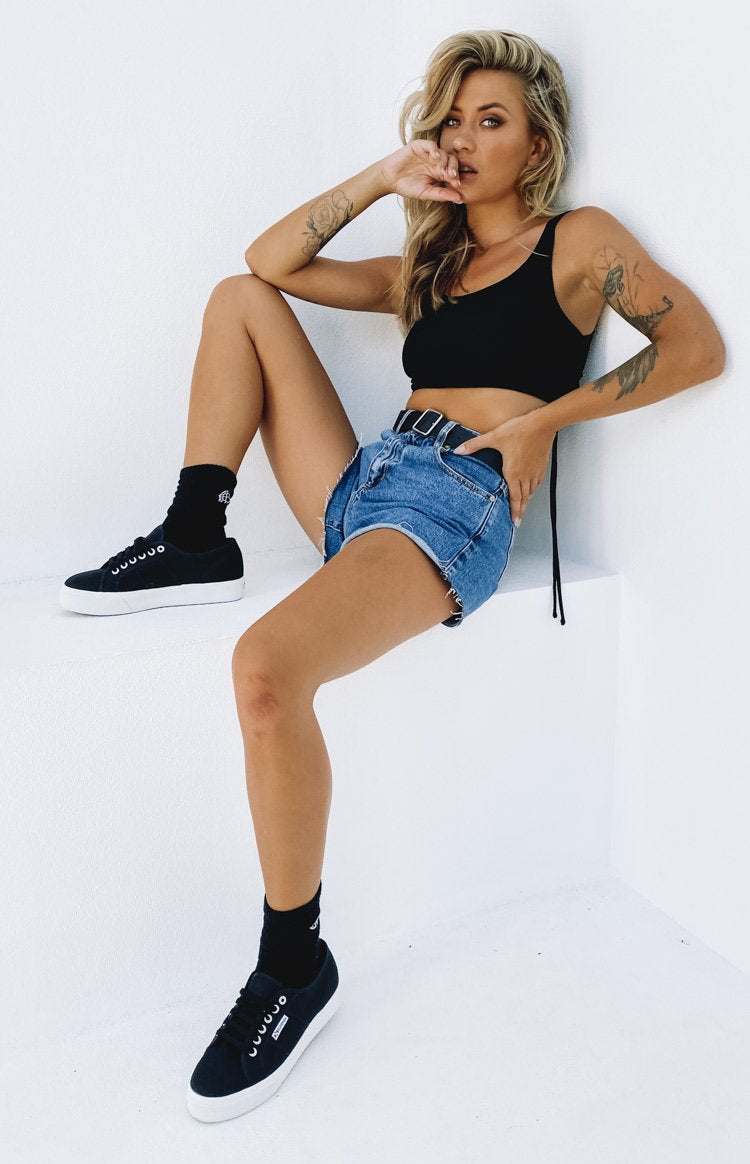 Superga 2730 COTU Canvas Sneaker Black and White Image
