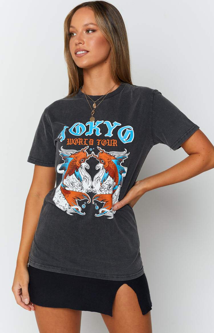 Tokyo World Tour Tee Acid Wash Image