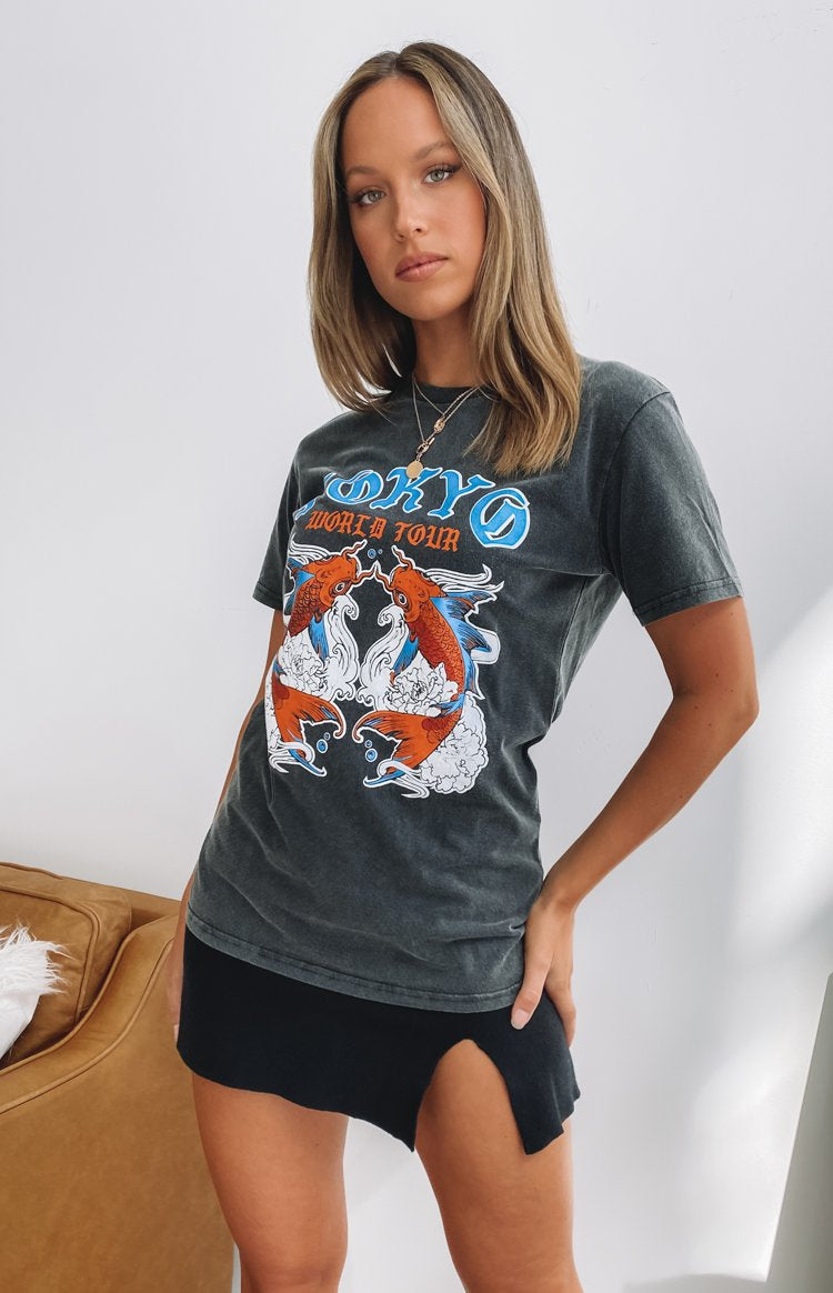 Tokyo World Tour Tee Acid Wash Image