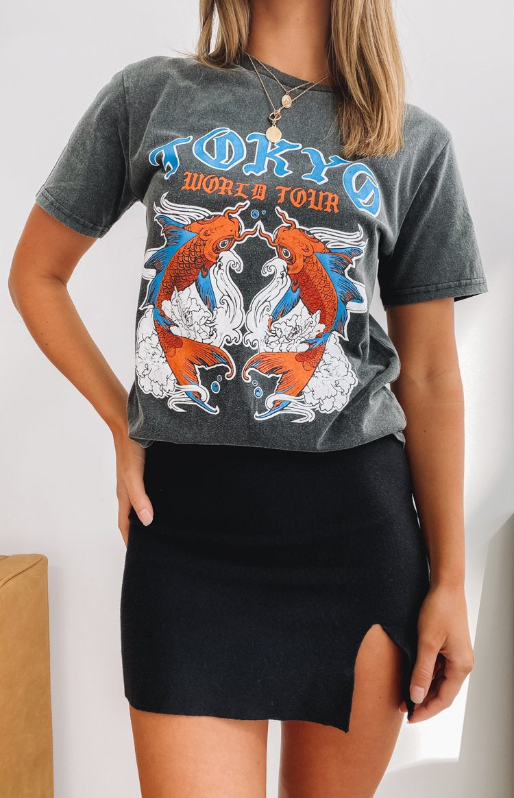 Tokyo World Tour Tee Acid Wash Image