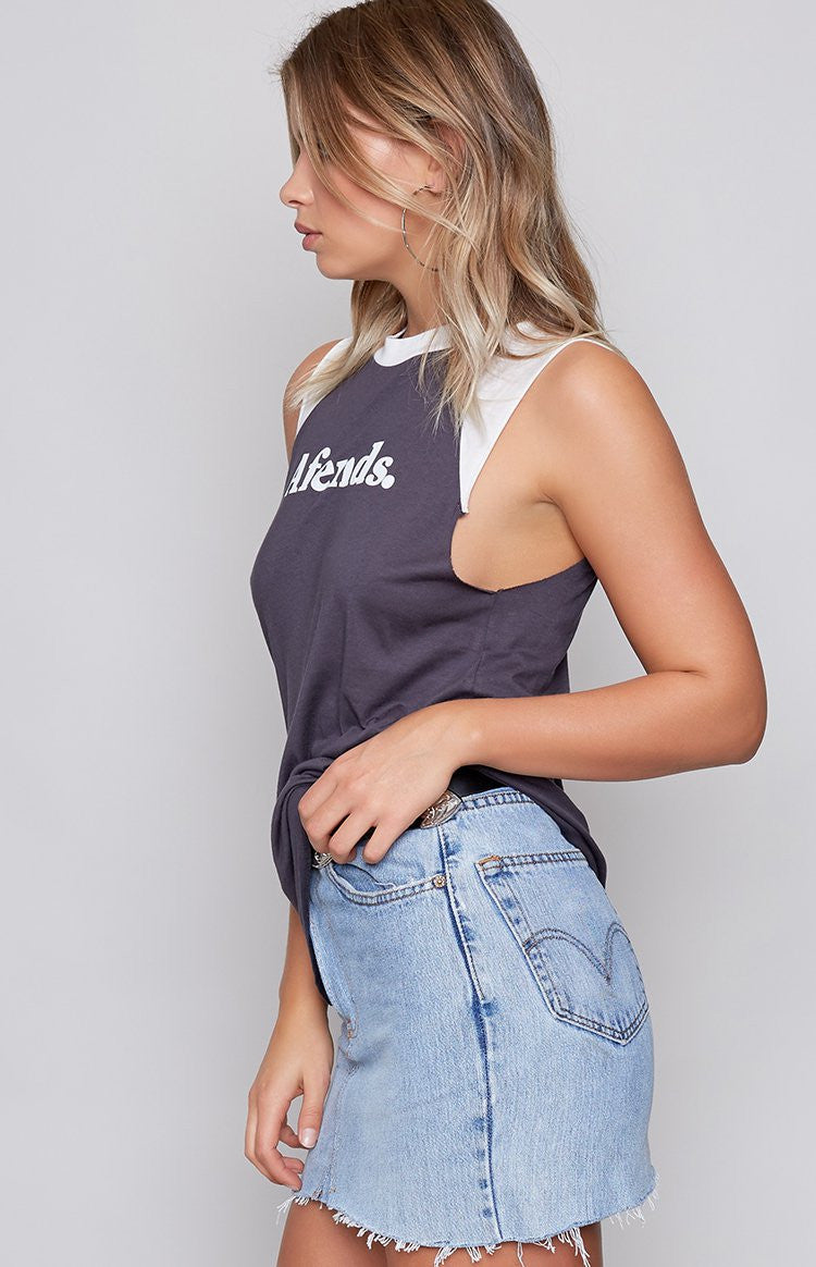 Afends Iggy Bandcut Tee Charcoal and Natural Image