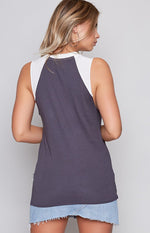 Afends Iggy Bandcut Tee Charcoal and Natural Image