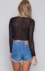 Abigail Mesh Wrap Top Black Image