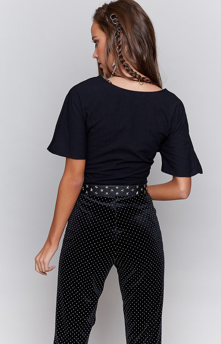 Almalfi Tie Up Crop Black Image
