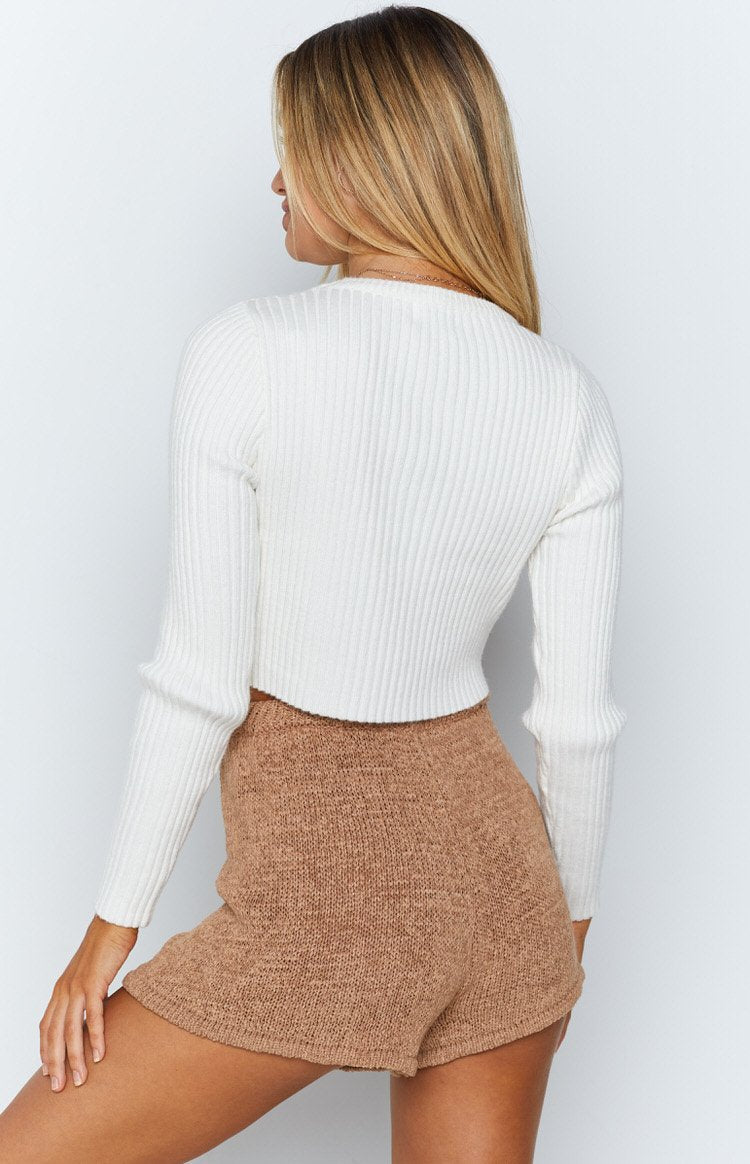 Blitz Long Sleeve Ribbed Top White Image