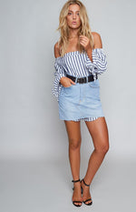 Finetti Top Navy and White Stripe Image
