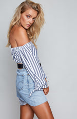 Finetti Top Navy and White Stripe Image
