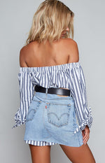 Finetti Top Navy and White Stripe Image