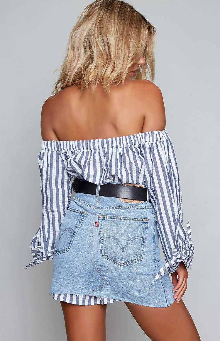 Finetti Top Navy and White Stripe Image