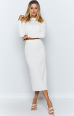 Solara Ribbed Midi Skirt White Image