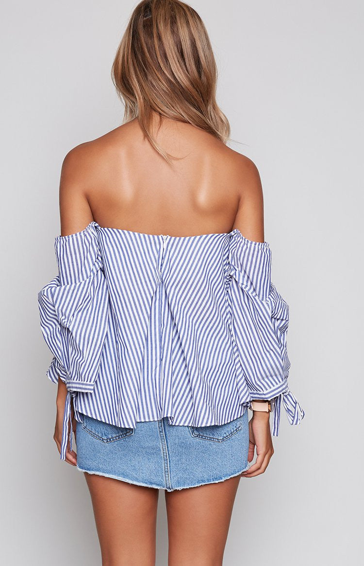 Walk The Marina Top Blue Stripe Image